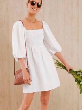Tuckernuck Smocked Square-Neck Mini Dress (M)